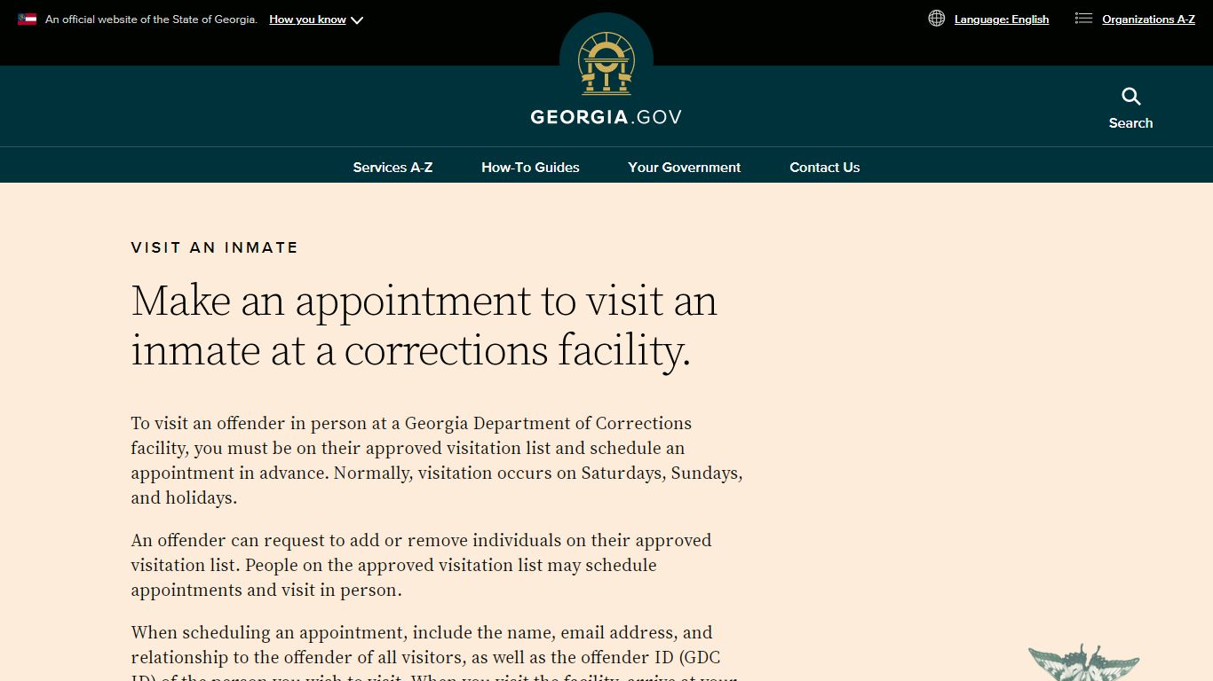 Visit an Inmate | Georgia.gov